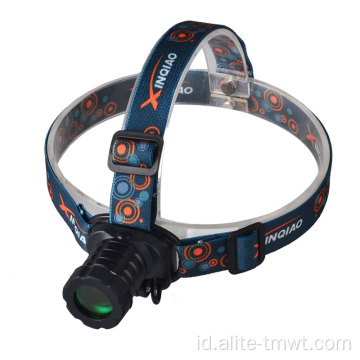 Zoom lampu hijau headlamp rechargeable